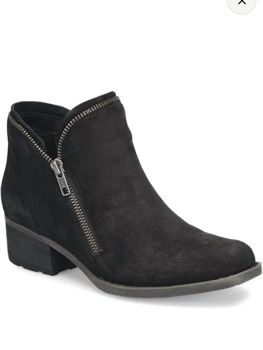 Born Black Suede Montoro Side Zip Ankle Bootie